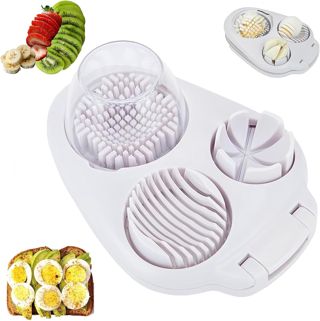 Next Level Egg Slicer, 3 In 1 Egg Slicer For Hard Boiled Eggs, Strawberry Slicer Grape Cutter, 2025 New Stainless Steel Dicer Egg Slicer Dishwasher Safe, Fruit Cutter For Egg Strawberry Mushroom (2)