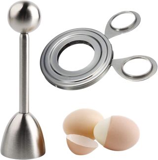Eier Cutter,CHENKEE 2 Stck Eierköpfer Edelstahl Eierschalenschneider Weich hart gekochte Eier Entferner Eier Cracker Öffner für Küche Frühstück Backen Dessert