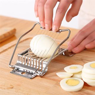 1Pc Silber Eierschneider aus Edelstahl,Mehrzweck Eischneidewerkzeug Eiertrenner für Eier Schneiden Gekochte Eier Kartoffelschneider Schneider Spülmaschinenfest,Gemüsehobel-schneider,Eierschneider