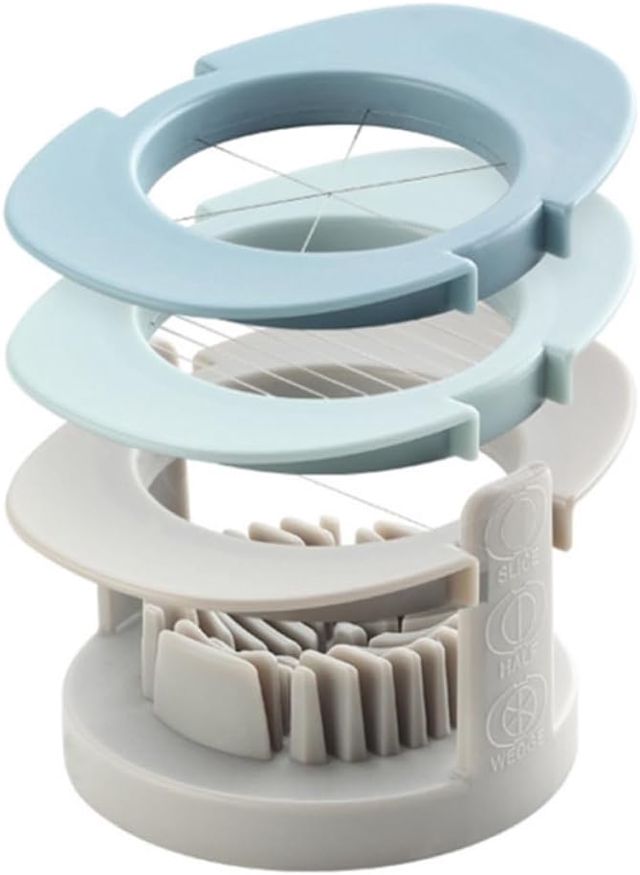 MAGICLULU Multifunktionaler Eierschneider mit Ei Trenner Sauberem Schnitt aus Edelstahl und Pp Blau für Gemüse und Kuchen in Küche