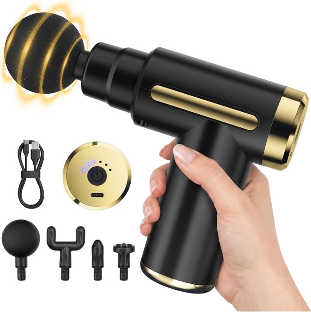 Cotsoco Mini Massagepistole – Muskel Percussion Massagegerät mit 4 Massageköpfen, leise & tragbar, Tiefengewebe-Massage Gun für Rücken, Beine, Schultern & Nacken – Geschenk für Sport & Zuhause
