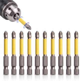 ZYWUOY Schraubendreher-Bit-Set, 65 mm, magnetisch, Spezialschlitz, Kreuz-Schraubendreher-Bit für Elektriker FPH2, Elektrowerkzeug, 10 Stück