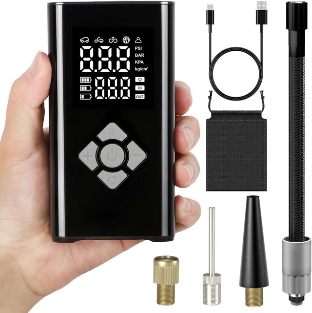 TECHCYC Elektrische Luftpumpe Fahrradpumpe | 150PSI | 4000mAh | Tragbare