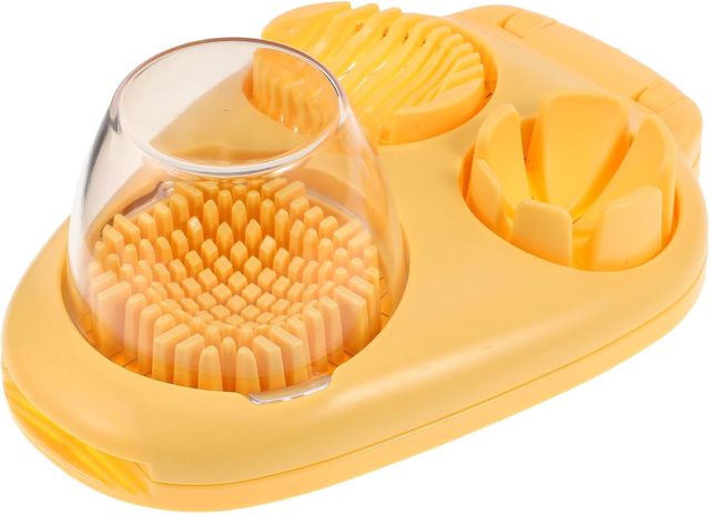 Multifunktionaler Küchen Eierschneider aus Edelstahl und Abs, Gelb