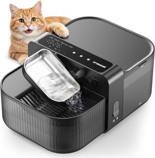 Oneisall 3,5L Trinkbrunnen für Katze Kabellos,ABS/304 Edelstahl Trinkschale