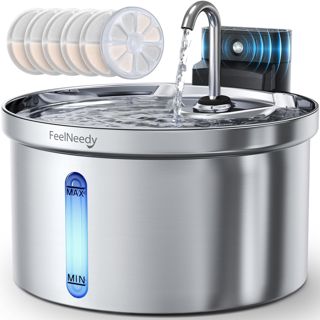 FEELNEEDY Kabelloser Katzenbrunnen Edelstahl mit Bewegungsmelder-3,5L INOX