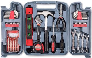 Hi-Spec Werkzeugkoffer mit Hammer, Bit-Set, Nüssen und Schraubendreher Pink