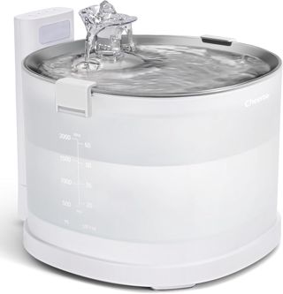 Cheerble E1S Katzenbrunnen Edelstahl, Pumpenlos, 23 dB, 2 L