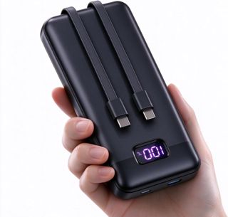 TECKNET Powerbank 20000mAh 22,5 W Schnellladefunktion PD3.0 QC4.0, externer Handyakku mit LED-Display, 4 Anschlüsse & 2 integrierten Kabeln, USB-C-Kabel inklusive, kompatibel mit iPhone 17 16 15 14 13