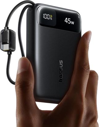 Baseus FC11 Powerbank CCC 45W 20000mAh 2 Integriertem USB-C Kabel, Schwarz