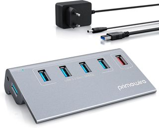CSL - 8 Port USB 3.2 Gen.2 Port Hub – 10 GBit/s - 8 x USB 3.2 Gen2, Davon 1x Ladeport smart Charge – 8 Port Verteiler mit Netzteil - Alugehäuse - für PC Notebook Laptop Ultrabook Tablet PC