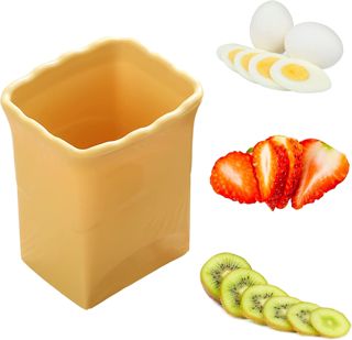 Eierschneider Edelstahl Fruit Slicer Eierteiler mit Klingen aus Edelstahl Eischneidewerkzeug Cup Slicer Egg Slicer Kitchen Gadget für Schnelle Herstellung von Obst Gemüse Salat (Gelb)