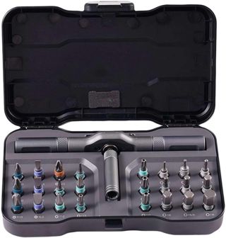 24-in-1 Multi-Bit-Ratschenschlüssel-Schraubendreher-Set mit magnetischen Schraubendreher-Bits, abnehmbarer T-Ratschengriff