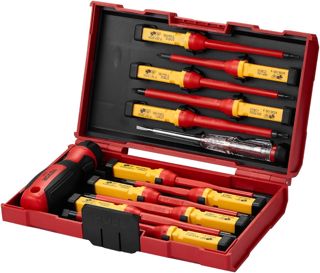 VEVOR isolierter Schraubenziehersatz 13-tlg. elektrischer Schraubendrehersatz, isolierter Elektriker-Werkzeugsatz, mit magnetischen Kreuzschlitz-, Schlitz- und Pozidriv-Torx-Spitzen, Schraubendreher