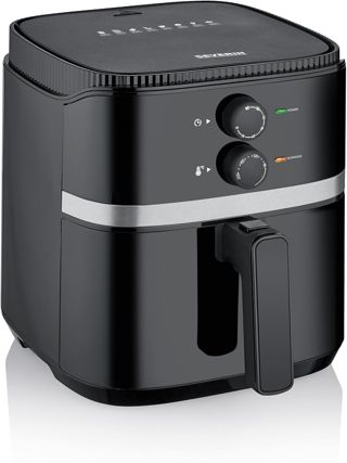 SEVERIN Heißluftfritteuse mit 5 Liter Garraum, Heißluft Fryer für gesundes Kochen, Fritteuse ohne Fett mit antihaftbeschichtetem Frittierkorb, 1500 W, schwarz/silber, FR 2452