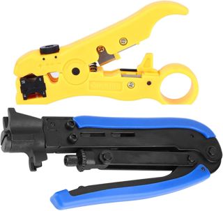 Abisolierwerkzeug für Koaxialkabel Set, F-Stecker Crimper Abisolierzangen Set RG6 RG59 RG11 Kompressions Werkzeug für Kompression, Crimpen, Schneiden, TV Kabel Handwerkzeug