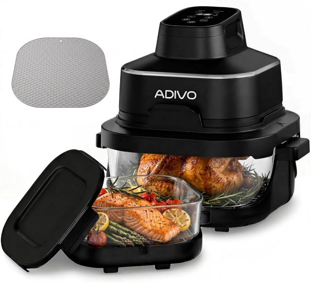 Adivo tragbare Glas Air Fryer Heißluftfritteuse 4L/1.5L,1500W