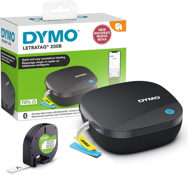 DYMO LetraTag 200B-Beschriftungsgerät mit Bluetooth | kompakter Etikettendrucker | verbindet Sich über Wireless Bluetooth-Technologie mit iOS und Android | inklusive 1 x Papierschriftband in Weiß