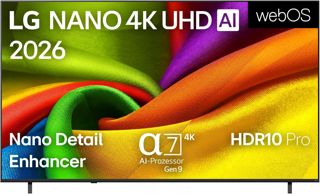LG 85NU8E0B3LA Nano 4K UHD TV, 85 Zoll, α7 Gen9 4K AI Prozessor, webOS 26, 60Hz, VRR bis zu 60Hz, Modelljahr 2026, Energieklasse E