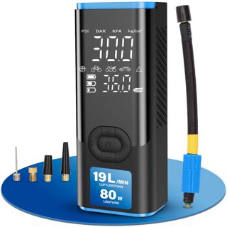 FISCHER Akku-Kompressor AP Power Duo inkl. Powerbank, schnelles Aufpumpen, Einstellbarer Zieldruck mit Autostop, Taschenlampe mit SOS, Druck und Batterieanzeige, 3 bis 150 PSI, 12 V Autoanschluss