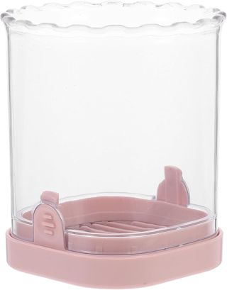 Edelstahl Eierschneider und Multifunktionaler Obstschneider aus Abs Sicherheitsschneider für Erdbeeren Orangen und Gemüse Handlicher Küchenaufschnittgerät in Pink