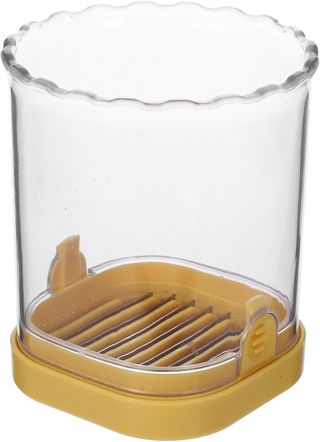 Eierschneider aus Edelstahl und Abs mit Schnellem Praktischem Schneiden für Obst und Äpfel in Küche Gelber Multifunktionaler Handpresse Slicer