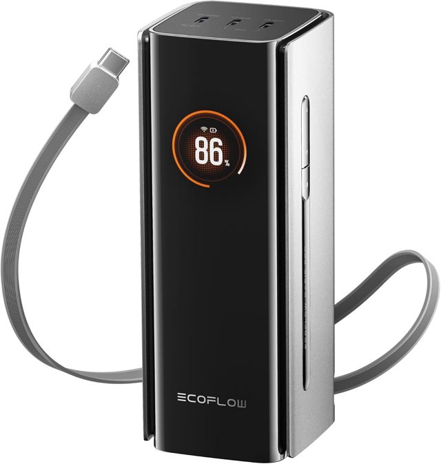 EcoFloW Laptop Powerbank 20000mAh 230W mit 60cm ausziehbarem Kabel, 3 Ports