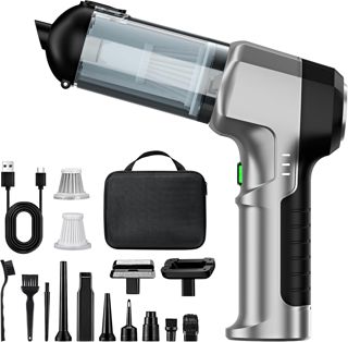 Handstaubsauger Akku 4-in-1,Auto Staubsauger Stark,25000PA 3-Gang 220000 U/min Handstaubsauger Kabellos,Elektrische Staubgebläse Druckluft für Auto Küche,PC,Sofa,Büro,Haus& Tierhaar Reinigung