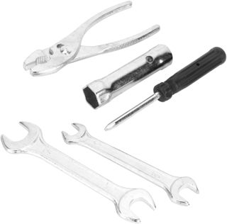 5-teiliges Motorrad-Reparatur-Werkzeugset mit Schraubendreher, Zangenschlüssel, Zündkerzen-Steckschlüsselsatz, tragbarer Motorrad-Werkzeugkasten für Motorrad, Roller und Wartung
