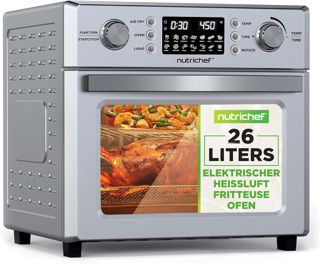 NutriChef Heißluftfritteuse XXL 30 Liter Airfryer Ofen mit Drehspieß