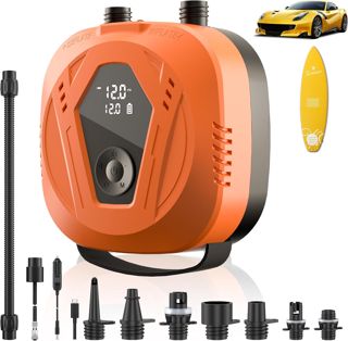 SUP Elektrische Luftpumpe, 20PSI SUP Pumpe Puffer, Wiederaufladbare Paddle Board Pumpe 15600mAh, Dual Stage Automatische Luftdruckerkennung, Auto Off Luftpumpe für Paddleboard, Drachen, Zelt, Matratze