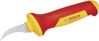 Bosch Professional VDE-Abmantelungsmesser (mit sichelförmiger Hakenklinge, Klinge aus S2-Stahl)