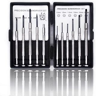 SZGIARUY Mini-Schraubendreher-Set, Brillen-Reparatur, Präzisions-Reparatur, Schraubenzieher, Kreuzschlitz, Flachkopf, Ahle, Magnetisch