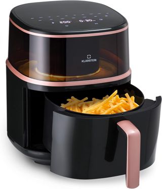Klarstein Heißluftfriteuse, XL Air Fryer zum Frittieren, Friteuse mit Dampffunktion, Temperaturwahl und 16 Programme, Airfryer zum Luftfritieren, Heißluftfriteuse ohne Öl 1500 W, 7,5 Liter