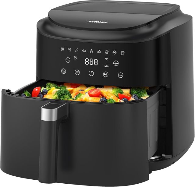 Heißluftfritteuse XXL 9L - 2350W Airfryer für Schnellgar, 9 Programmen, LED Display & Warmhaltefunktion, Metall-Innenraum, moderne Luftfritteuse Für Familienmahlzeiten