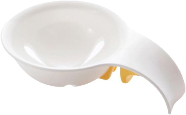 Eiweißtrenner mit Bowl Clip Eiertrenner Plastik Egg Separator für Soßen Eitrennhilfe Backzubehör Silberlook 10x7x3,5cm