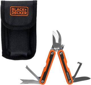 BLACK+DECKER Multitool Gartenschere Werkzeug - Multifunktionswerkzeug mit 6 Funktionen für Gartenarbeit - Multitool mit Säge Messer und Unkrautwerkzeug Inklusive Tasche