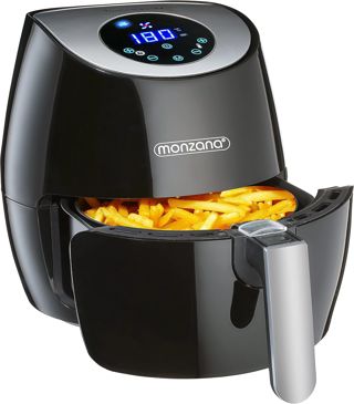 MONZANA® Heißluftfritteuse Digitales LED Touch Display 3,6L Ohne Öl Fett 6 Programme Antihaftbeschichteter Frittierkorb Fritteuse Heißluftofen Schwarz