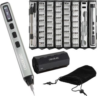 Cecotec Schraubendreher-Set PrecissionGyro 100 Set. 39-tlg., 30 S2-Stahl-Bits, Bit-Magnetisierer, ultrakompakter Koffer mit Organizer, für Smartphone, Tablet, Laptop, Brille & Uhren