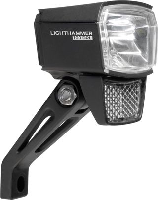 TRELOCK LS 890-T Lighthammer 100 Lux E-Bike 12V Fahrradlicht – Tagfahrlicht-Modus – Inklusive Gabelhalterung ZL 410 – StVZO zugelassen