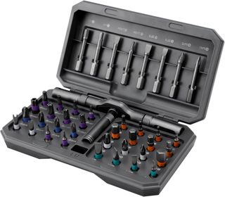 42in1 Magnetischer Ratschen-Schraubendreher-Set, S2 Stahl Bits, 58-Zahn-Ratschen, T-Griff, 40 Präzisionsbits, ABS Aufbewahrungsbox, für Heimwerker, Elektronik, Fahrrad, Möbelmontage