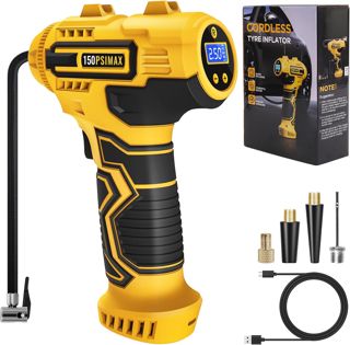 Skeufy Auto Reifenfüller Luftkompressor Tragbare Kabellose Reifenpumpe 150PSI Handheld Auto Reifenpumpe mit LED-Licht USB Wiederaufladbare Batterie 3 Düsen Elektrische Luftpumpe für Auto
