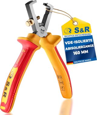 S&R Abisolierzange VDE 1000V – Abisolierer & Abisolierwerkzeug VDE | Kabelzange, Telefonzange, Seitenschneider, Kabelschneider, Cutter, Kabelmesser, Koax Zangen – Elektriker VDE Zange aus 60CrV Stahl