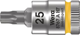 Wera 05003365001 8767 A HF Torx Zyklop Bitnuss mit 1/4 Zoll-Antrieb mit Haltefunktion, gelb, TX 25 x 28 mm