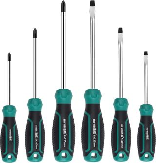 4-teiliges Flachschraubendreher-Set, Magnetische Schlitzschraubendreher, Weicher Ergonomischer Griff | Präzisions-Schraubendreher 3 mm, 5 mm, 6 mm