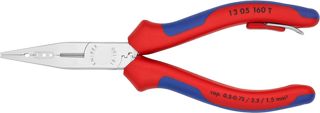 KNIPEX Verdrahtungszange verchromt mit Mehrkomponenten-Hüllen, 13 05 160 T
