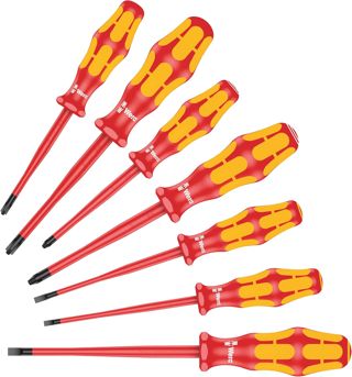 Wera 160 iSS/7 Schraubendrehersatz Kraftform Plus Serie 100. Mit reduziertem Klingen- und Griffdurchmesser, 7-teilig, 05135961001