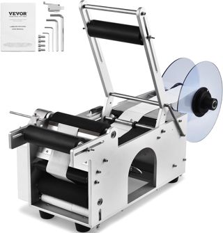 VEVOR Halbautomatische Etikettiergerät 20–50 Etiketten pro Minute Etikettiermaschine Etikettenbreiten von 13–150 mm, Etikettenlängen von 25–300 mm Preisschilder Flaschenetikettierer
