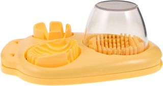 Angoily Multifunktionaler Eierschneider 3 in 1 aus Edelstahl und Abs mit Integriertem Design Kindersicher für Zuhause und Vorschulmahlzeiten Gelb