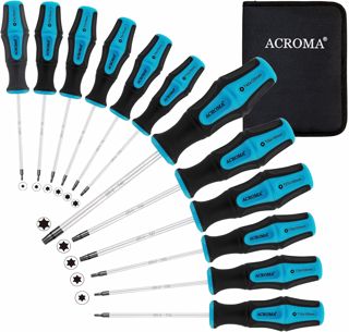 Acroma 12- teilig Magnetische Torx Schraubendreher Satz mit einem Magnetisierer/Entmagnetisierer T5 T6 T7 T8 T9 T10 T15 T20 T25 T27 T30 T40 für Telefon, Computer, Automobil und Hausgeräte Reparatur